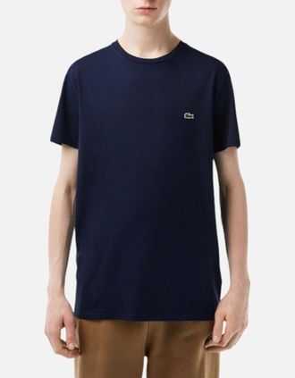 Lacoste Mens Lacoste TH6709 Mens T Shirts Short Sleeve Crew Neck Soft Pima Cotton Summer Tee - Navy - Size: 36