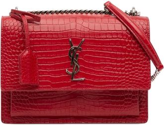 Saint Laurent Pre-owned Saint Laurent Medium Croc Embossed Leather Monogram Sunset Crossbody Ladies 5G8FNSG9T08ZTRND