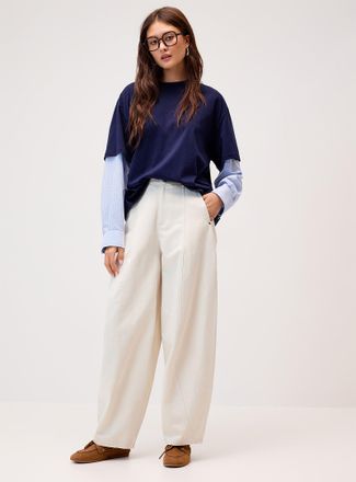 Twik Womens Twill barrel-leg dress pant
