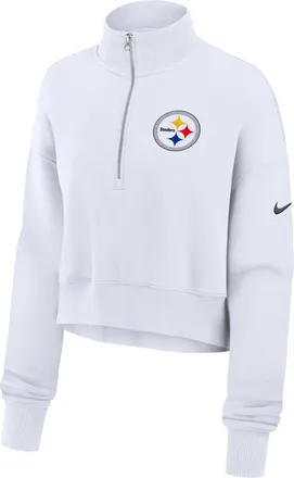Nike Pittsburgh Steelers Primetime Phoenix Nike Womens NFL Oversized Cropped 1/4-Zip Crew in White | 01N910A7L-LCD
