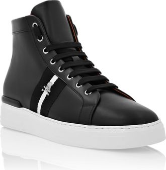 Philipp Plein Leather Hi-Top Sneakers Stripes Stripes