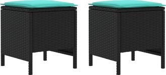 vidaXL 2 Uds. Reposapi&eacute;s De Jard&iacute;n Rat&aacute;n Sint&eacute;tico Negro Y Turquesa Vidaxl