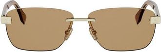 Fendi Sky 61mm Rectangular Sunglasses in Gold /Brown at Nordstrom