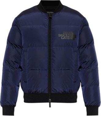 Dsquared2 Easy Puffer Bomber Jacket - Heren - Gewatteerde jassen - Blauw - L - Katoen - Jassen