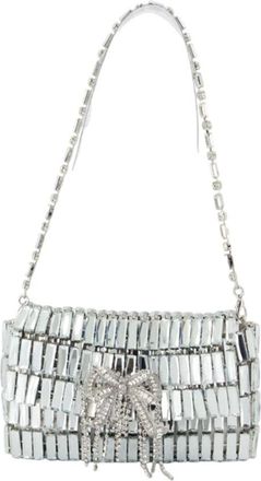 Self Portrait Tassen, Dames, Grijs, ONE Size, Kristalboog Mini Schoudertas - Zilver