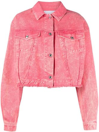 Msgm frayed-detailing denim jacket - women - Cotton - 36 - Pink