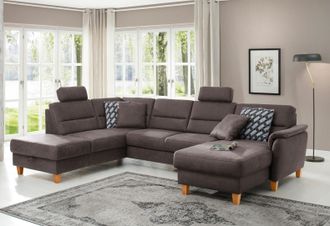 HOME AFFAIRE Wohnlandschaft »Palmera U-Form, B: 308 cm« optional Bettfunktion & Bettkasten, Federkern