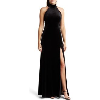 By Design Mock Neck Sleeveless Velvet Maxi Dress in Black at Nordstrom Rack, Size X-Small