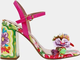Betsey Johnson Womens Masen Floral Block Heel Dress Sandal In Bright Multi