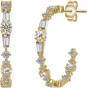 Genevive 14K Over Silver Cz Hoops