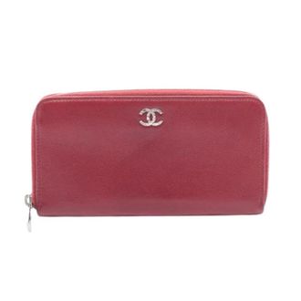 Chanel Pre-owned Wallets, female, Red, Size: ONE SIZE Pre-owned Calf Leather Long Zip Wallet