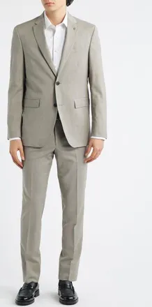 AllSaints Ross Slim Fit Taupe Wool Suit at Nordstrom, Size 44 Regular