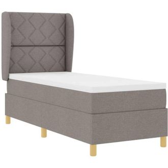 vidaXL Vidaxl - Cama Con Somier Y Colch&oacute;n Gris Oscuro 90x190 Cm De Tela Taup&eacute;