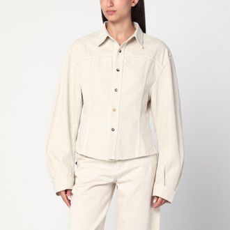 Haikure Womens Ecru Denim Shirt - Ivory Cotton - Size Medium