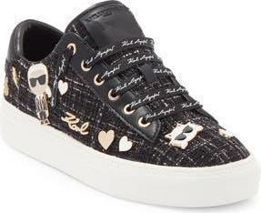 Karl Lagerfeld Cate Pins Lace-Up Sneaker in Black/White at Nordstrom Rack, Size 5.5