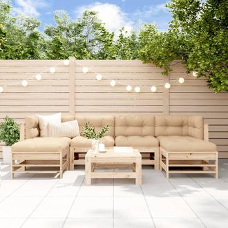 vidaXL Vidaxl - Juego De Muebles De Jard&iacute;n 7 Piezas Madera Maciza De Pino