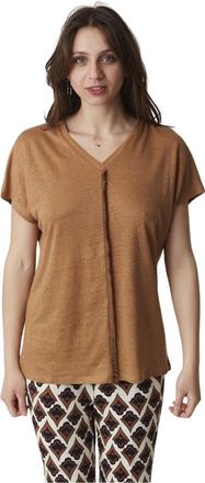 Alpha Studio Dames V-hals Top - Dames - T-shirts - Bruin - L - Tops