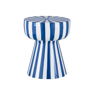 Sweeek Mesa auxiliar de acero esmaltado con rayas, azul