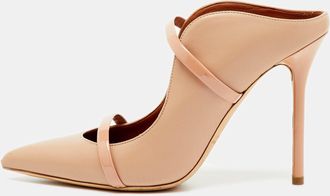Malone Souliers Beige Leather And Patent Leather Pointed Toe Maureen Mules