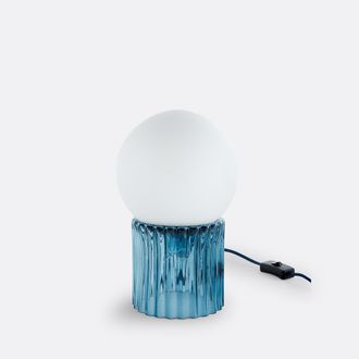 La Redoute Interieurs Tafellamp, gekleurd geribbeld glas en opaline