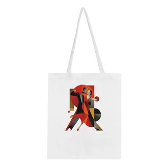 Generic Tango Dancers Abstract Geometric Art | Vintage Dance Illustration | Classic Tote Bag, White, One Size