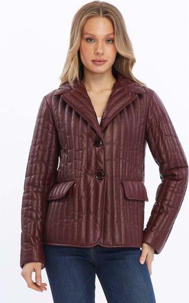 FURNIQ Tabitha Leather Coat in Burgundy at Nordstrom, Size Xx-Large