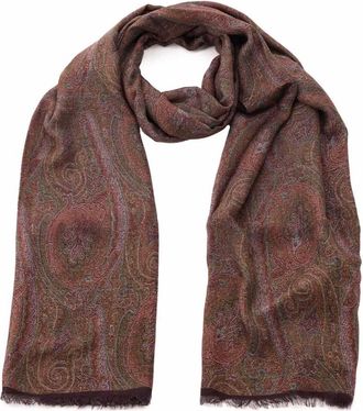 Etro Kasjmier Sjaal met Paisley-patroon - Heren - Wintersjaals - Bruin - ONE Size - Kasjmier - Accessoires
