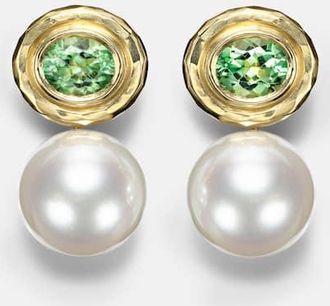 Octavia Elizabeth Orecchini in oro 18kt con perle e tormaline