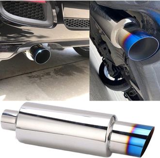 OEM Silenciador De Escape, Silenciador De Escape Azul, Entrada De 2.5 Pulgadas, Salida De 3.5 Pulgadas, Silenciador De Acero Inoxidable, Algod&oacute;n Universal