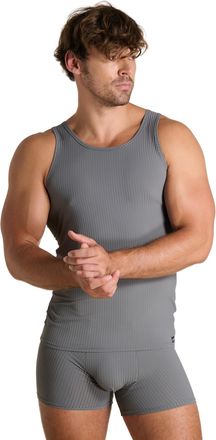 Bruno Banani T-Shirt BRUNO BANANI ANTISTRESS 2.0, Herren, Gr. XXL, grau (anthrazit), Rippware, Obermaterial: 90% Polyamid, 10% Elasthan, unifarben, Basic schmal h&uuml;