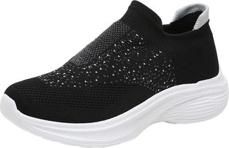 Generic Ladies Slip on Running Trainers Walking Shoes Womens Shoes Ethnic Casual Summer Fashion Hollow Breathable Flat Heel Soft Sole Casual Running Sneakers 