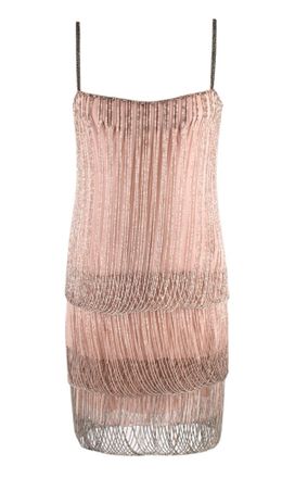 Jenny Packham Beaded Layered Dusky Pink Mini Dress Size XS