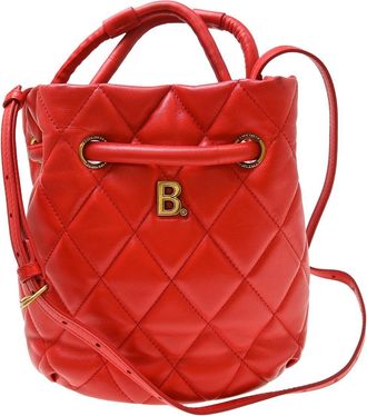 Balenciaga Touch B. Bucket Quilted Leather Red Leather Handbag (Pre-Owned)