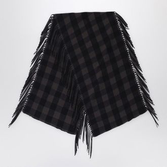 Destin Brown check wool and cashmere shawl