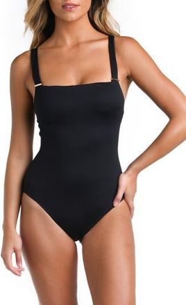 La Blanca Square Neck One-Piece Swimsuit in Black at Nordstrom Rack, Size 4