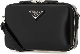 Prada Mens Black Leather Brique Crossbody Bag Nero Borse A Tracolla