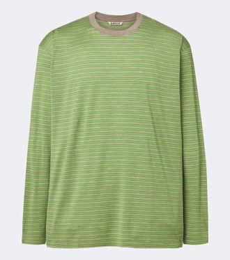 Auralee Striped wool T-shirt