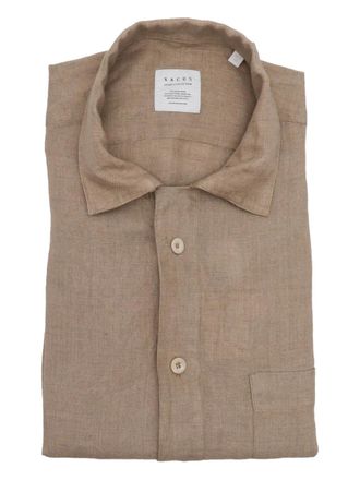 Xacus linen button-fastening shirt - men - Linen/Flax - 40 - Brown