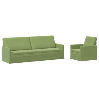 vidaXL Set Di Divani 2 Pcs Verde Chiaro Velluto (v) Vidaxl