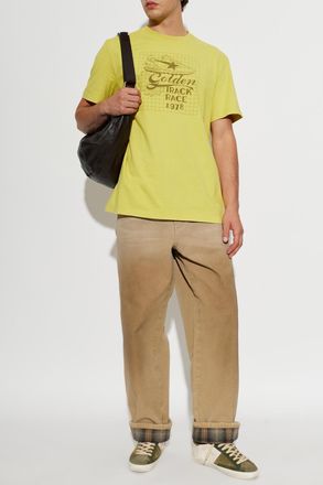 Golden Goose T-shirt With Print, Mens, Green