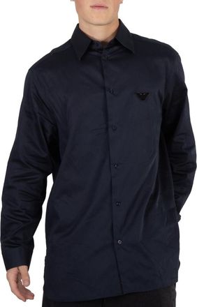 Emporio Armani Mens Embroidered Logo Cotton Shirt, Size Large