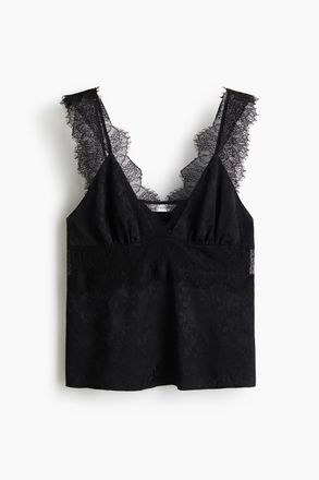 H&M Top mit Spitze - Schwarz