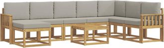 vidaXL Conjunto De Sof&aacute;s De Exterior 9 Uds. Blanco Y Gris Claro Vidaxl