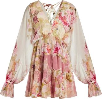 Hemant & Nandita Mini-jurk met bloemenprint - Wit