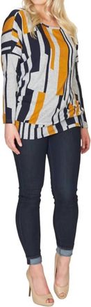 Papillon Linear Print Oversized Sweatshirt In Mustard