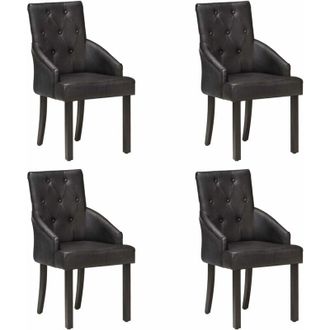 vidaXL Vidaxl - Sillas De Comedor 4 Unidades Cuero De Cabra Aut&eacute;ntico Negro