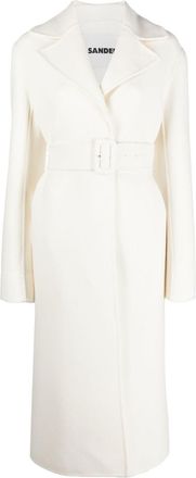 Jil Sander belted single-breasted coat - women - Viscose/Virgin Wool - 34 - White