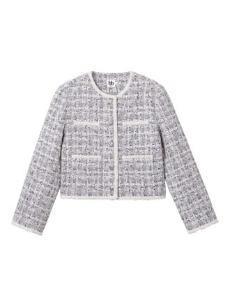 B+ab tweed frayed-edge jacket - women - Polyester - M - Purple