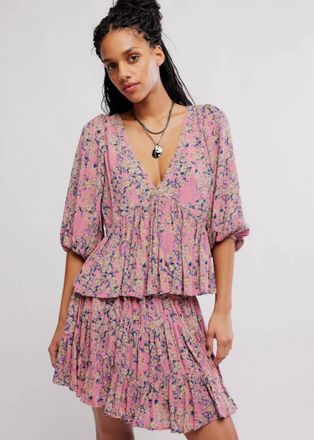 Free People Perishing Printed Set In Pink Combo