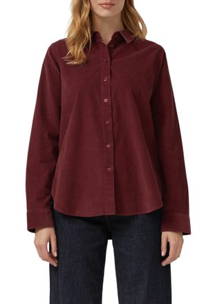 s.Oliver Hemdbluse S.OLIVER, Damen, Gr. 38, rot (dunkelrot), Cord, Obermaterial: 100% Baumwolle, unifarben, normal, 2-Knopf-Manschette, Blusen Hemdbluse, aus F